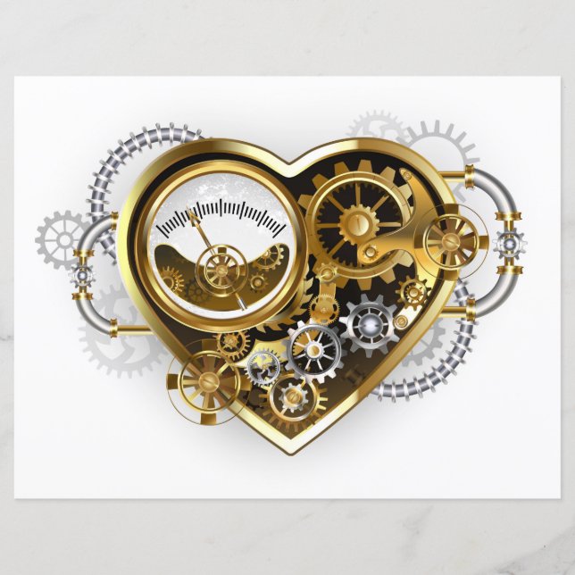 Coração Steampunk com Manômetro (Frente)