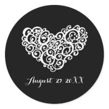 Coração Suave Preto com Branco - Adesivo em Círcul