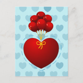 Coração vermelha com balões, cartão postal