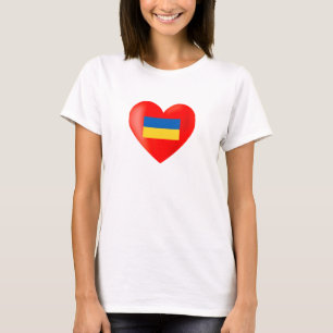 Coração Vermelho com Ucrânia Flag Colors T-Shirt