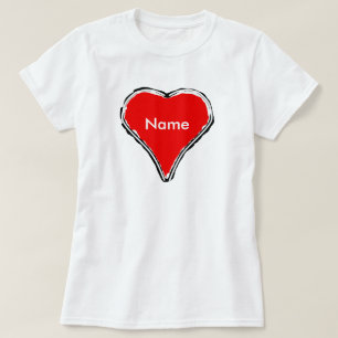 Coração vermelho esperando pelo nome T-Shirt