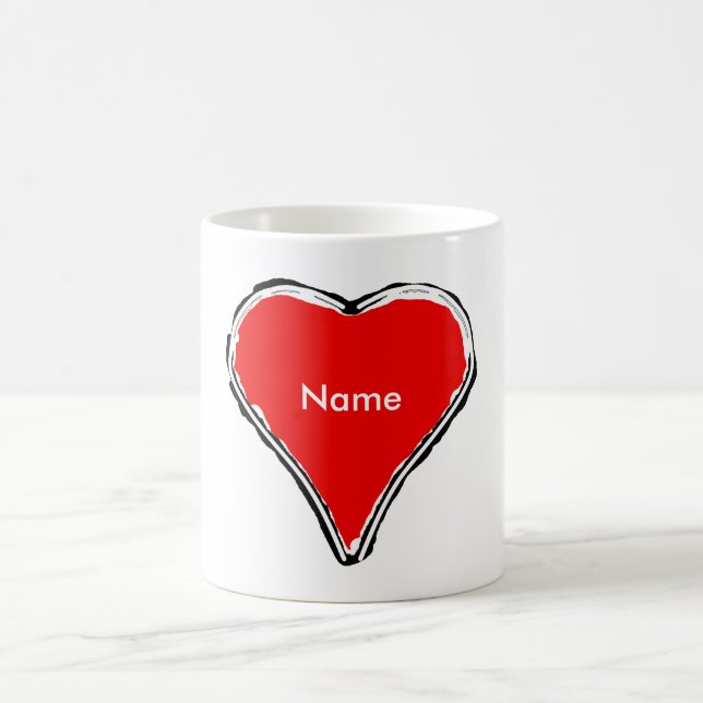 Coração vermelho esperando por uma caneca de café (Centro)