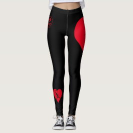 Coração - Vermelho Negro - Emo - Gótico - Leggings