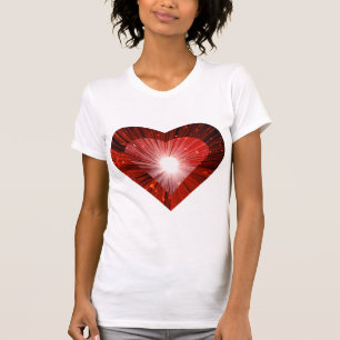 "Coração Vermelho" senhoras de camiseta branca