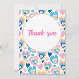 Corações adoráveis. Cartão de Agradecimento