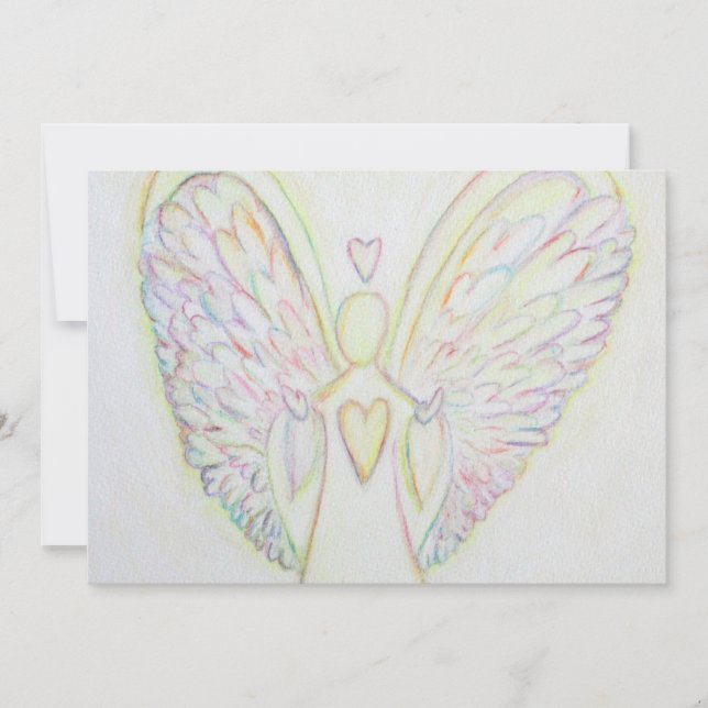 Corações Arco-íris Anjo Arte Convites Personalizad (Frente)