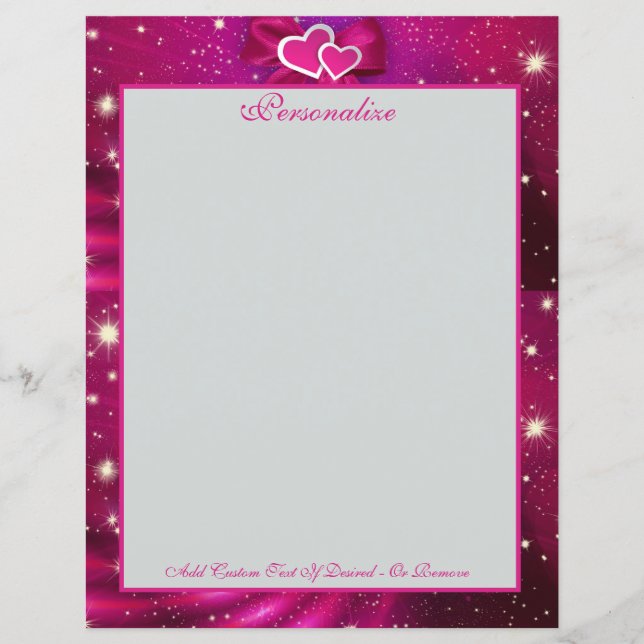 Corações, Arcos e Estrelas Românticas, Rosa e Púrp (Frente)