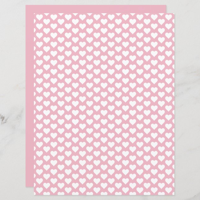 Corações Bonitos Padrão Pastel Pink Scrapbook Pape (Frente/Verso)