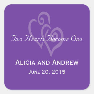 Corações brancos roxos que Wedding etiquetas do