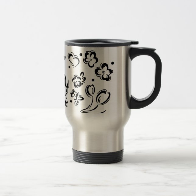 Corações & caneca de viagem das flores (Direita)