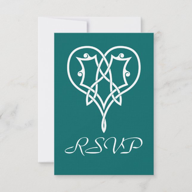Corações Célticos em Placa RSVP Teal (Frente)