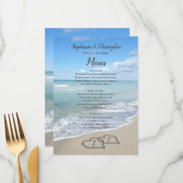 Corações Cênicos no Menu Sand Beach Wedding