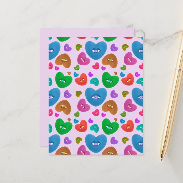 Corações Coloridos Amor Olhar Valente  (Frente/Verso In Situ)