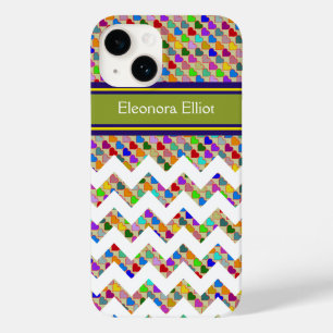 Corações coloridos monogramados e chevron