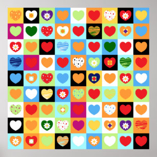 Corações coloridos, poster