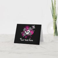 Corações cor-de-rosa crânio & cartões de