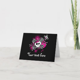 Corações cor-de-rosa crânio & cartões de
