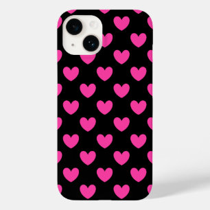 Corações cor-de-rosa da Fúchsia sobre iPhon negro
