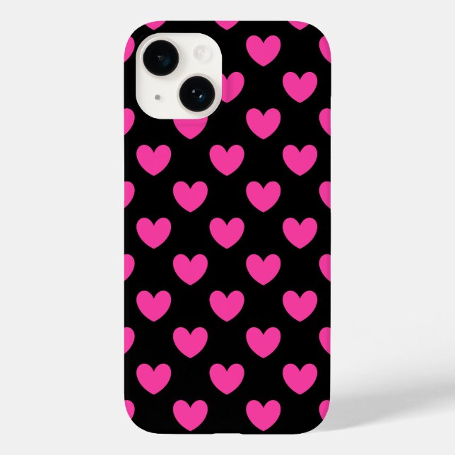 Corações cor-de-rosa da Fúchsia sobre iPhon negro  (Verso)