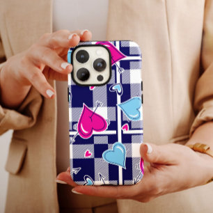 Corações cor-de-rosa do Namorados xadrez   iPhone 