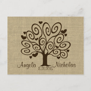 Corações da árvore que Wedding o cartão da