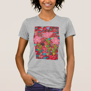 corações das mulheres flores T-Shirt
