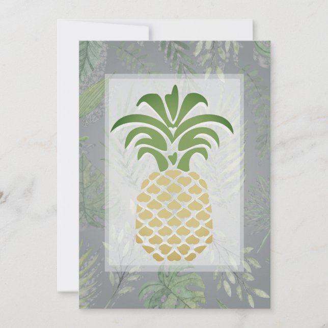 Corações de Abacaxi Tropicais Convites de Casament (Frente)