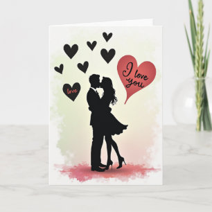 Corações de Amor Beijo Casal Cartão Mate