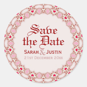 Corações de Amor Doce Salvem o Adesivo de Datas