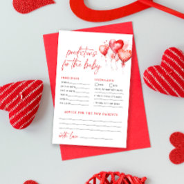 Corações de Aquarelas Predições de Bebês e Cartão 