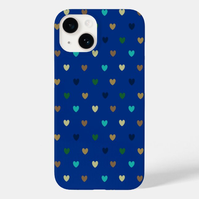 Corações de bolinhas em tons azul pavão (Verso)