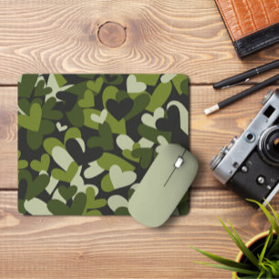 Corações de Camo Verde   Camo Hearts Mousepad