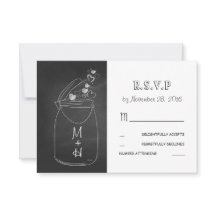 corações de chalkboard amam mason jar, RSVP fofo