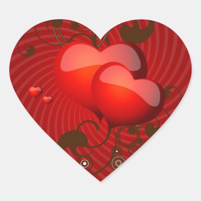 Corações de Chocolate em Adesivos Vermelhos (Frente)