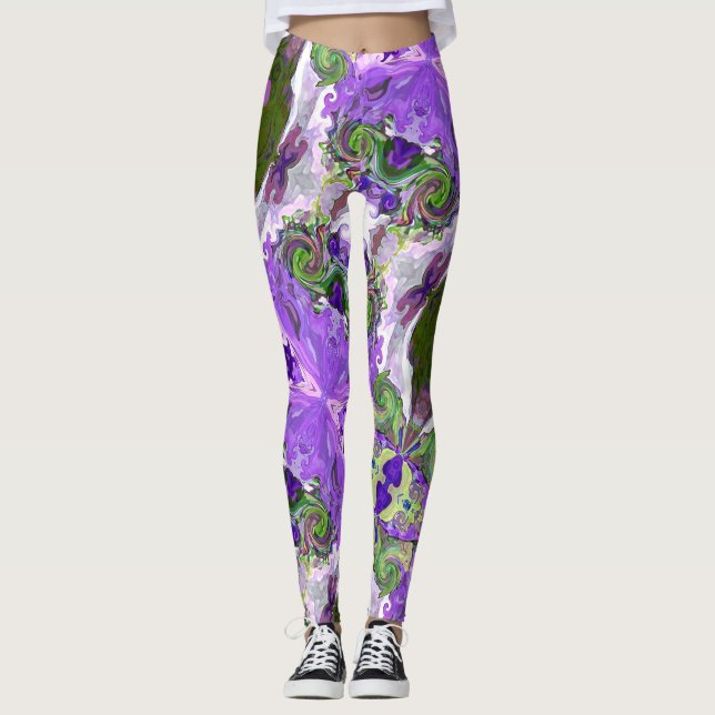 Corações de Conto de Fadas Leggings Roxas (Frente)