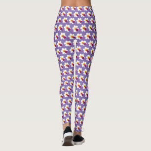 Corações de damagelas e flores leggings de cores