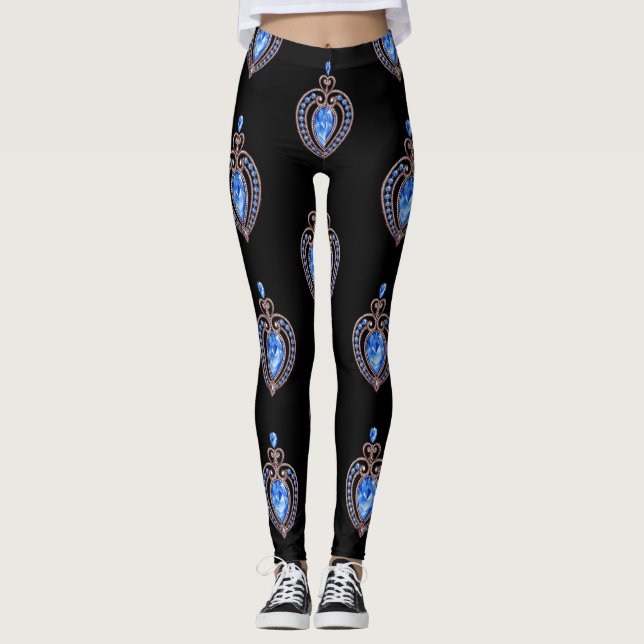 Corações de diamante azul Leggings (Frente)