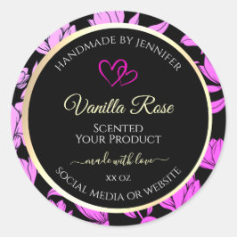 Corações de etiquetas de produto Floral, cor-de-ro