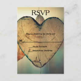 Corações de Madeira Rustic - Placa RSVP