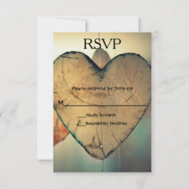 Corações de Madeira Rustic - Placa RSVP