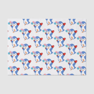 Corações de pinguins de papel tecidular do dia de