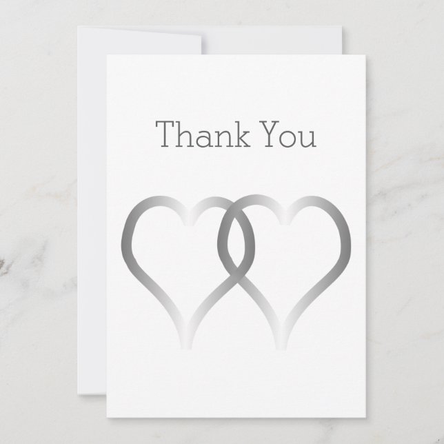 Corações de Prata de Cartões de agradecimentos de  (Frente)