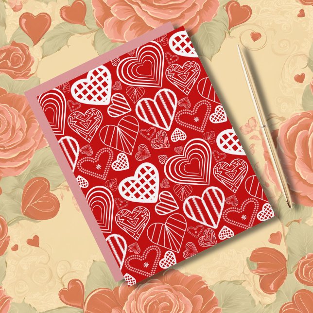 Corações de São Valentim Amor Vermelho Branco (Criador carregado)