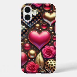 CORAÇÕES DE VALENTIM VERMELHOS ROSA PRETOS DOURADO