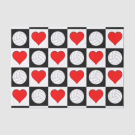 Corações de Voleibol Adoram Papel Tecido de Moldag