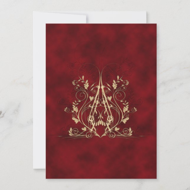 Corações do Coração Gótico Romântico Convite (Frente)