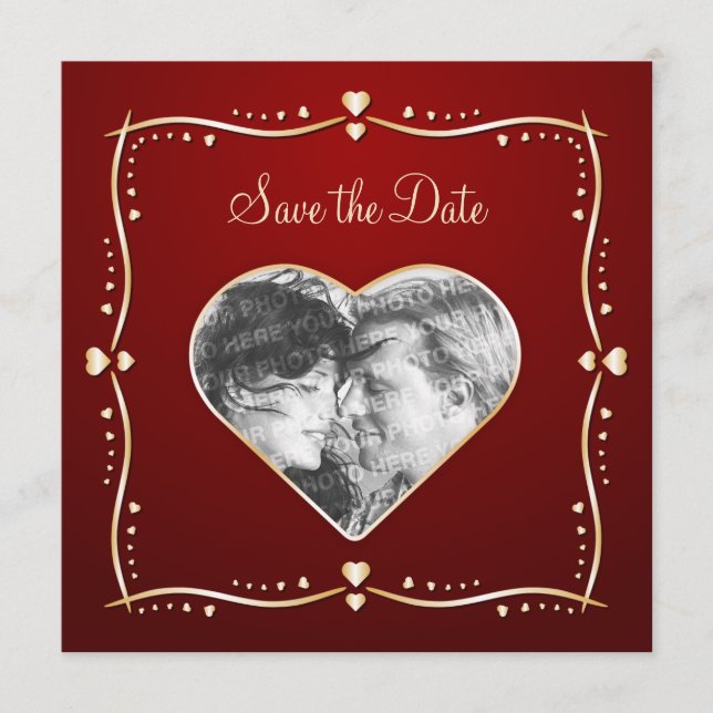 Corações Dourados - Anúncio de salvamento de data (Frente)