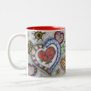 Corações e caneca das flores