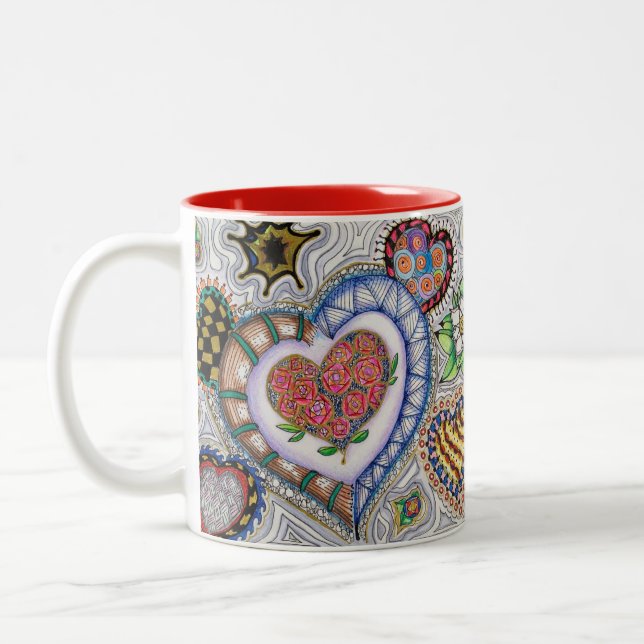 Corações e caneca das flores (Esquerda)