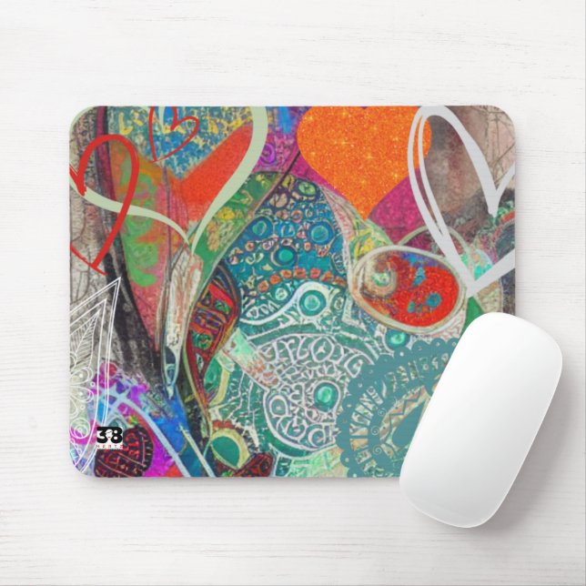 Corações e Paisley Mouse Pad (Com mouse)
